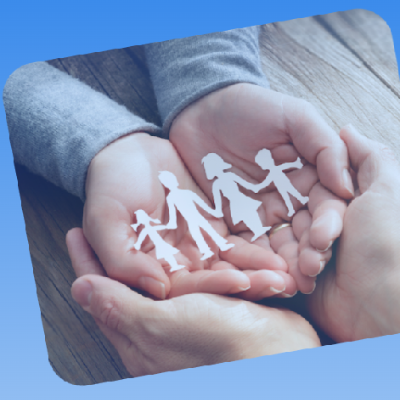 picture of hands holding paper family